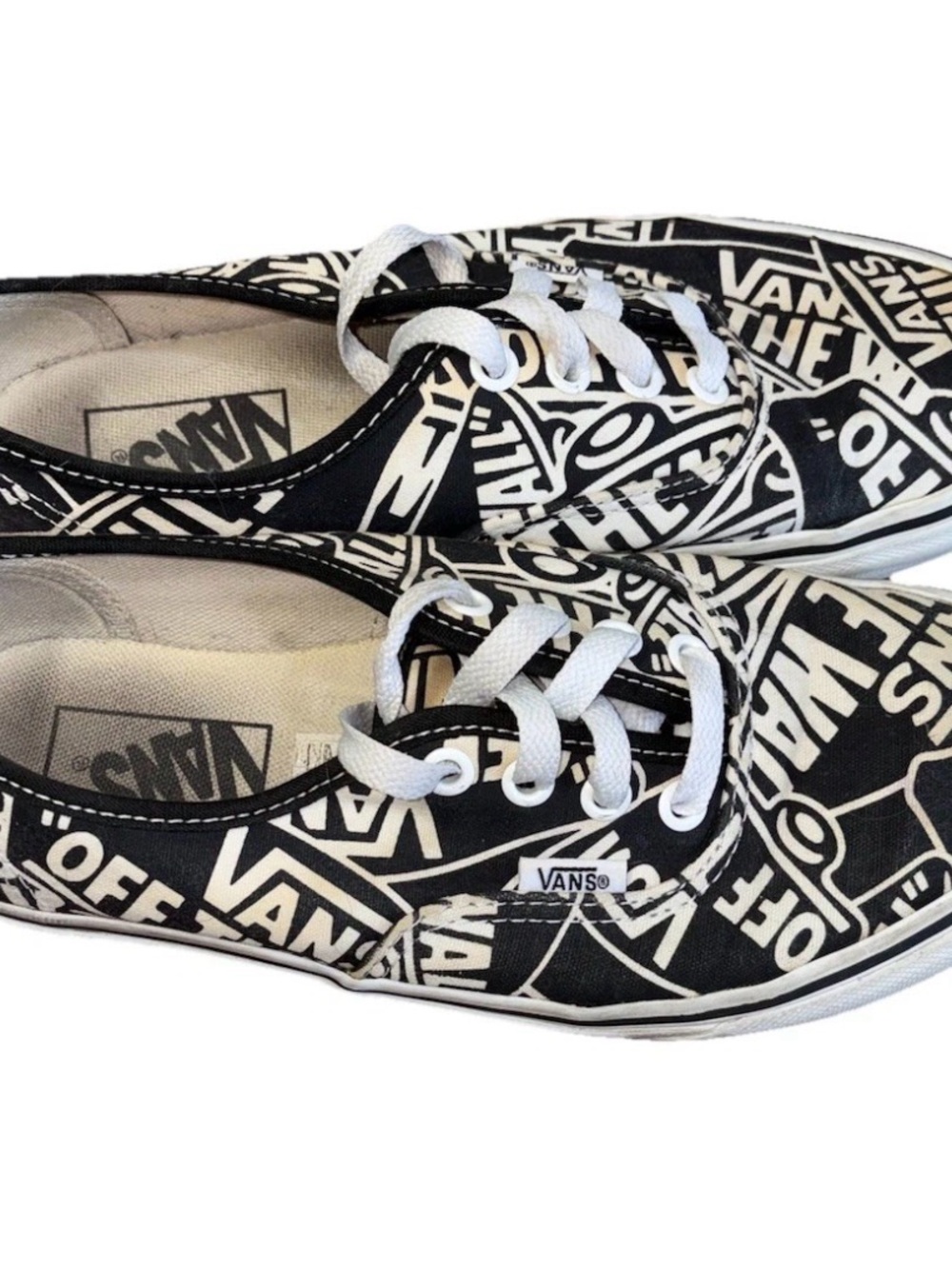 Vans Off The Wall OTF Repeat Black & White Graphic Logo Lace-Up Sneakers unisex - Picture 3 of 12